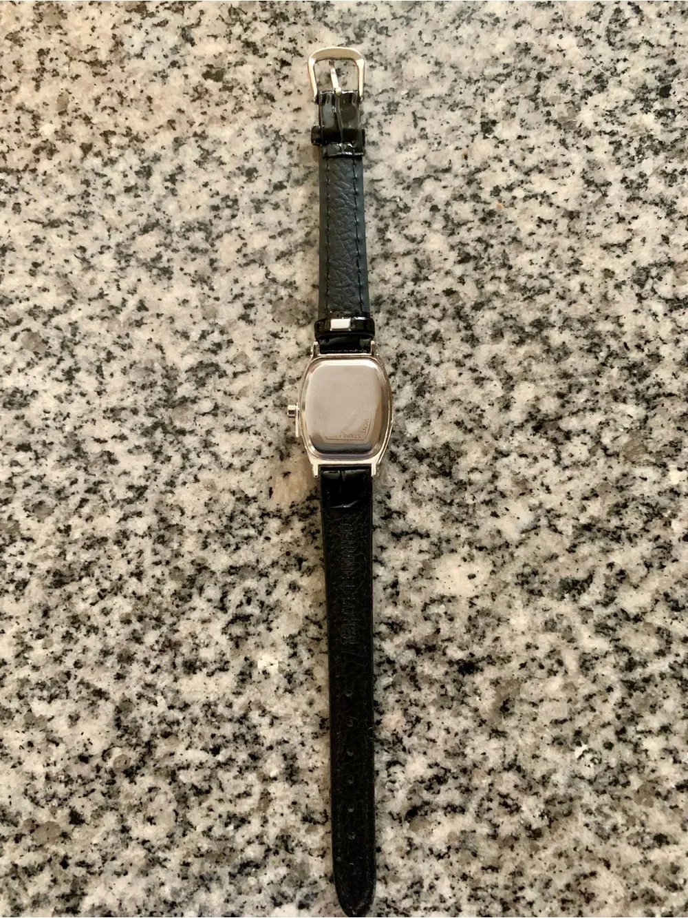 Elegant Black Strap Quartz Watch with Silver-toned Case